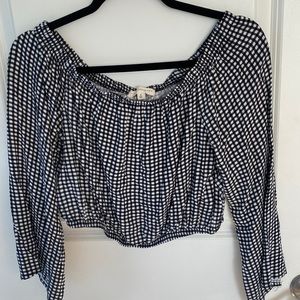 LA Hearts Black and White Gingham long sleeve crop